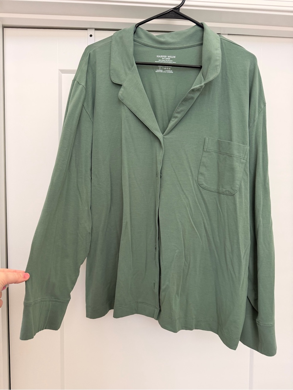 Harper Wilde Women's Sage Green Long Sleeve Pajama Top